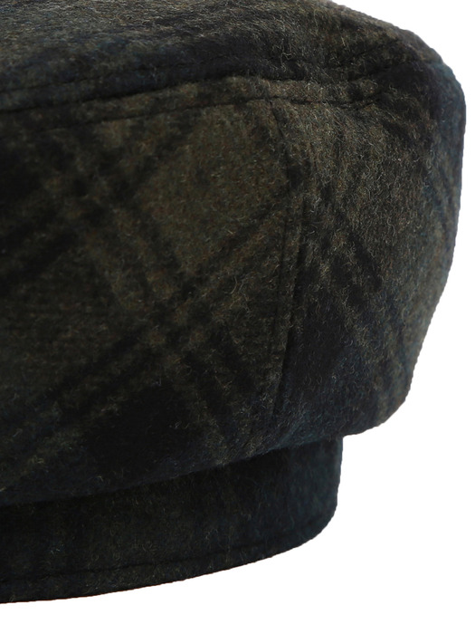 FULL MOON BERET / WOOL CHECK / FOREST GREEN