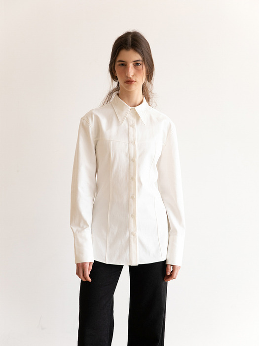 Slim denim shirt, White