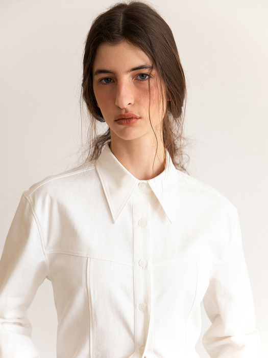 Slim denim shirt, White