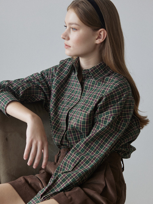 Emblem Logo Check Shirt - Green