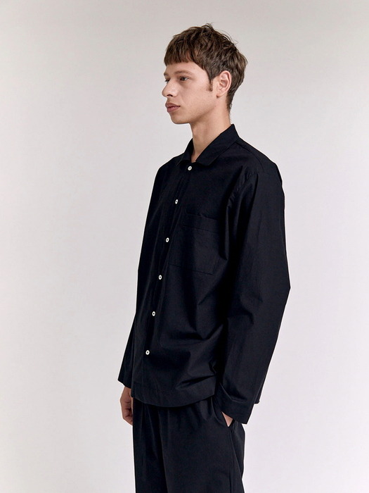 [Hanssem] 100% Cotton Pajamas for Unisex (Black Long Pants Set)