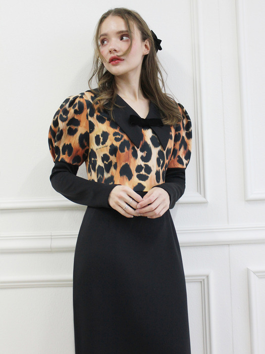 Coloration midi dress (Leopard love)