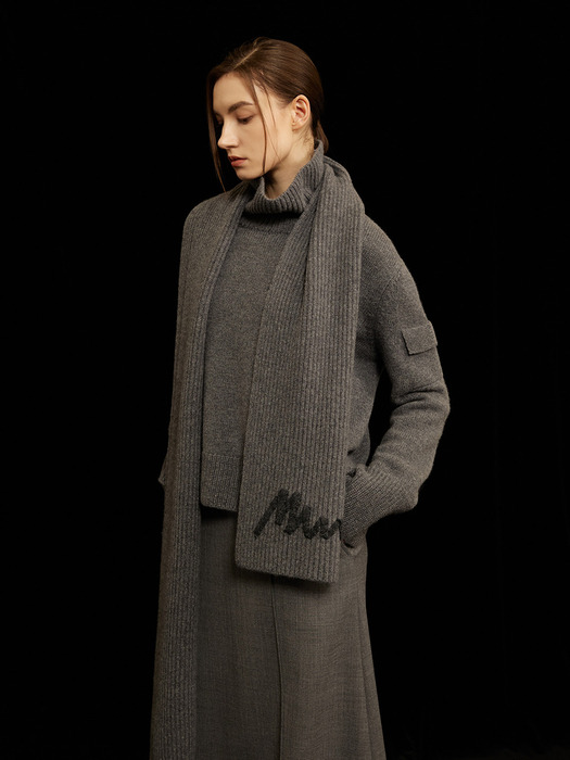 Ribbed Cashmere Muffler Grey