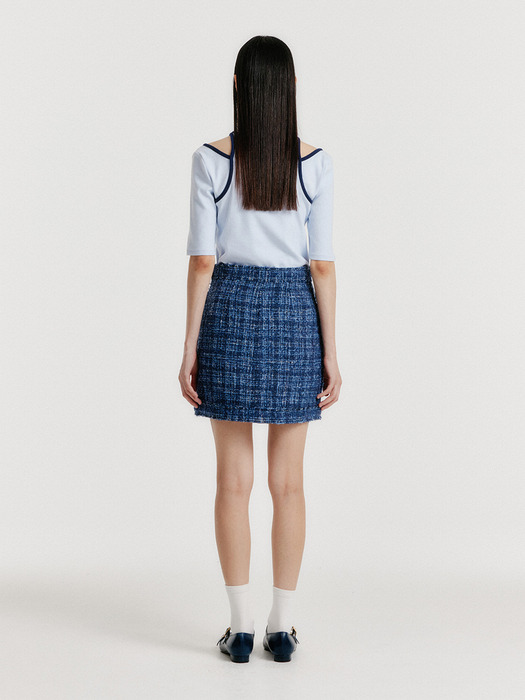 YERO Tweed Mini Skirt - Blue