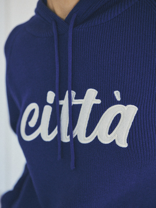 Citta Logo Basic Hood Knit_CTK214(Blue)