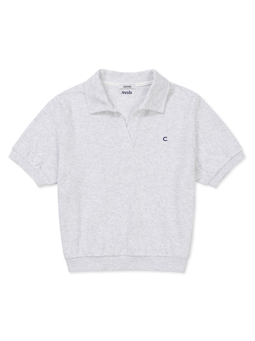 [24SS clove] Soft Terry Open Collar T-Shirt (Light Grey)