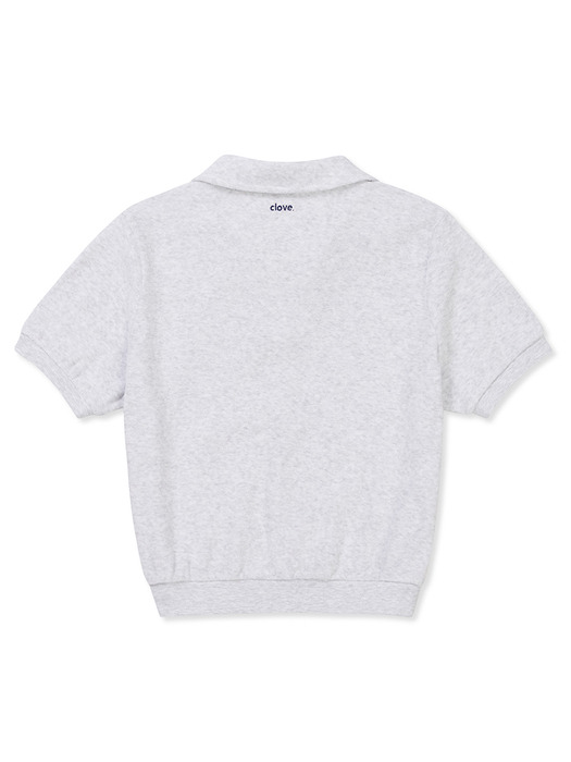[24SS clove] Soft Terry Open Collar T-Shirt (Light Grey)