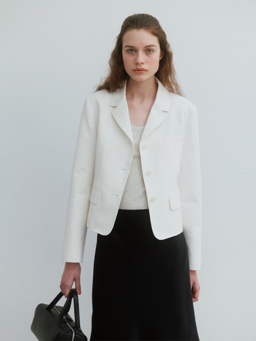 Faye Cotton Jacket in Off White