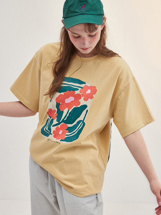 Flower Drawing Oversized T-Shirt_YELLOW
