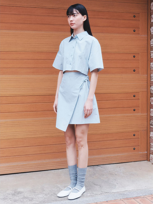 Signature CutOut Shirts Mini Dress  Sky Blue (KE4371M02Q)