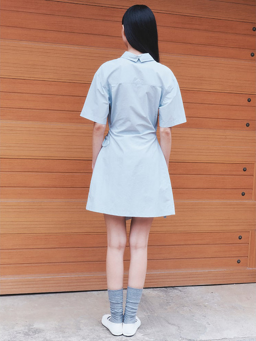 Signature CutOut Shirts Mini Dress  Sky Blue (KE4371M02Q)