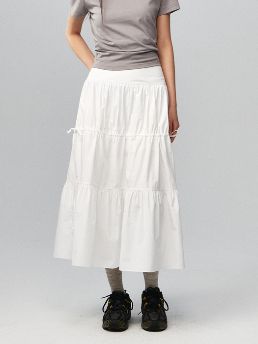 Shirring Full Skirt White