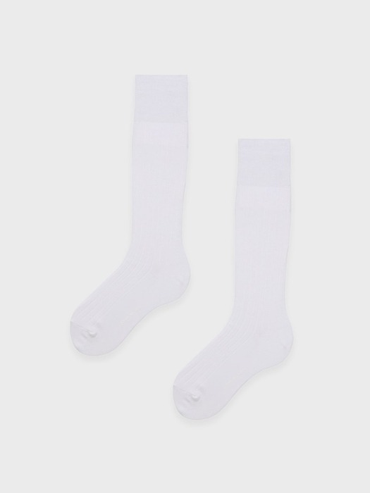 plain knee socks - white