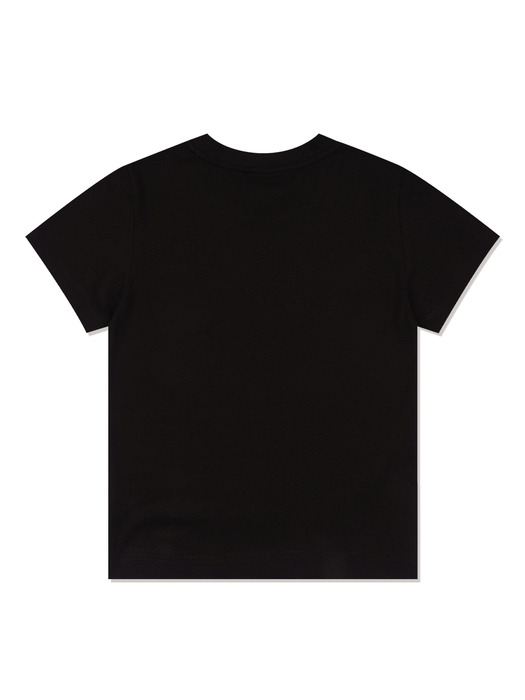 우먼즈 크롭 스판 하트 엠보 로고 반소매 티셔츠 블랙(FCE2TS204W)