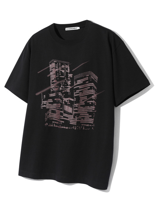 메테오 빌딩 그래픽 티셔츠 블랙