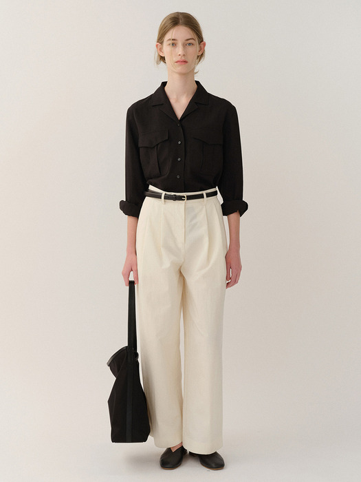 Linen Collar Shirt Black