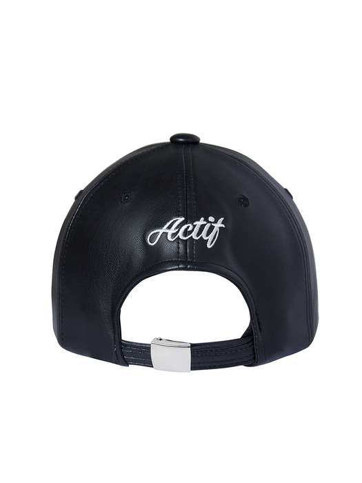 FAUX LEATHER CAP_BLACK IVORY