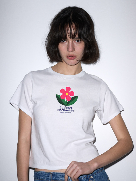 SLIM TSHIRT ENCHANTEE : FLOWER_WHITE