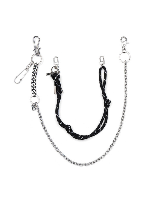 BBD 2-Line Detachable Rope Pants Chain (Silver&Black)