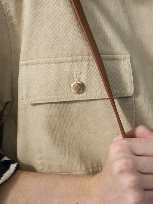 gold button work jacket - light beige