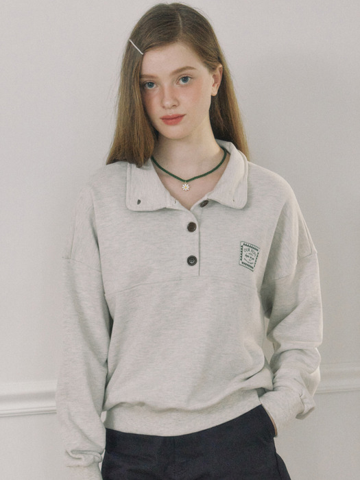 Hope Button-down Sweatshirt - Oatmeal