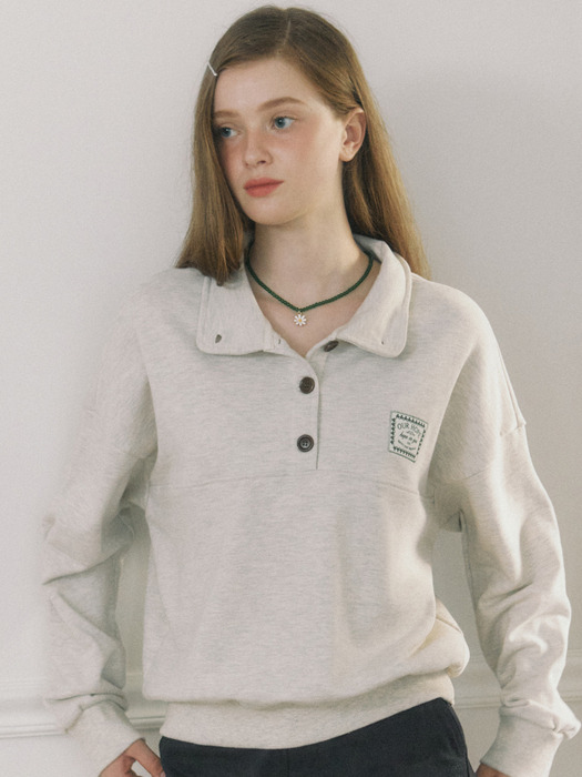 Hope Button-down Sweatshirt - Oatmeal