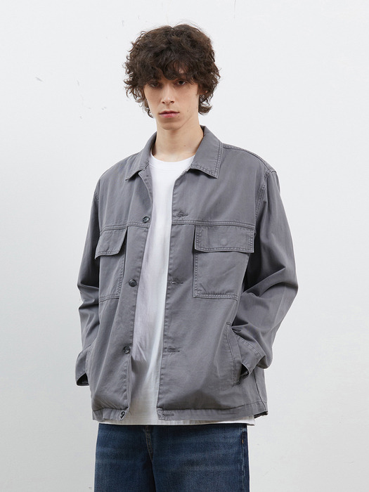 DENIM PIGMENT LOOSE SAFARI JACKET GREY