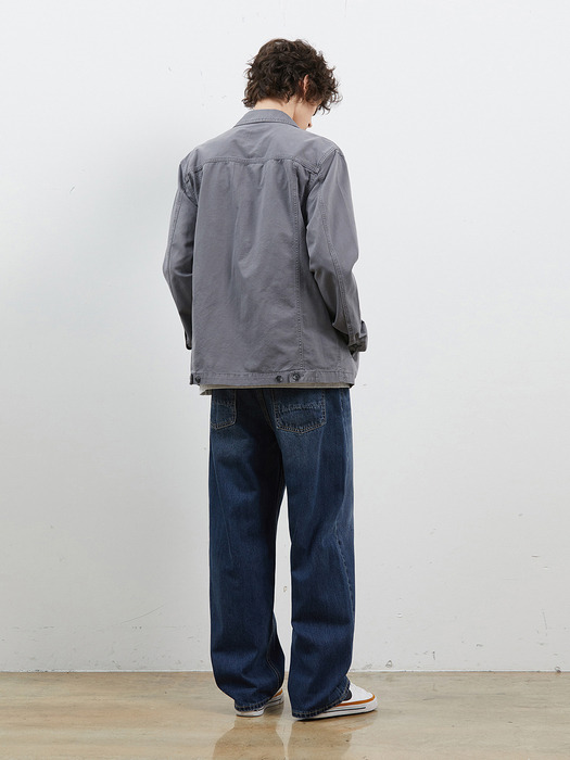 DENIM PIGMENT LOOSE SAFARI JACKET GREY