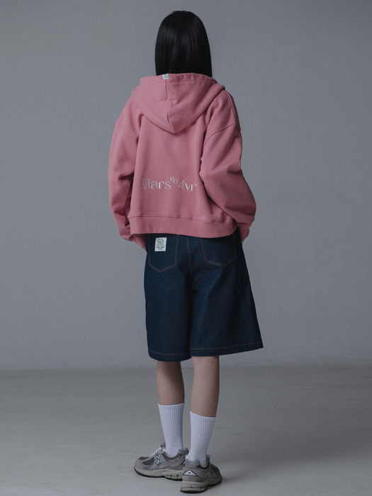 LOGO NEEDLEWORK HOODY ZIPUP_PINK