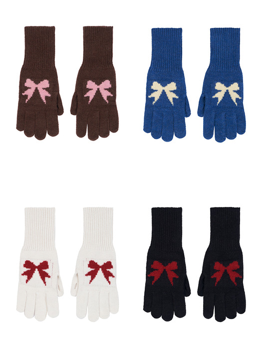 [단독] Ribbon Wool Gloves (4 Colors)