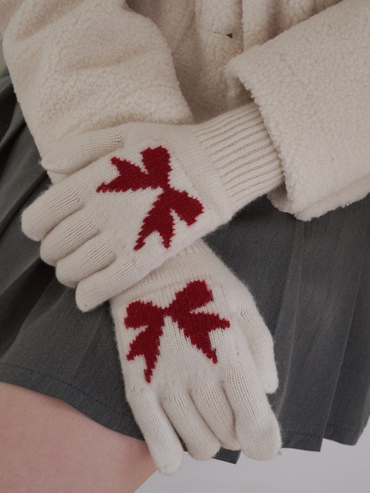 [단독] Ribbon Wool Gloves (4 Colors)