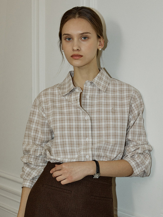 Symbol Logo Check Shirt - Beige Check