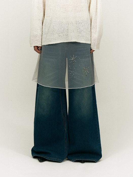 GLITTERING GEM OGANZA SKIRT [WHITE]