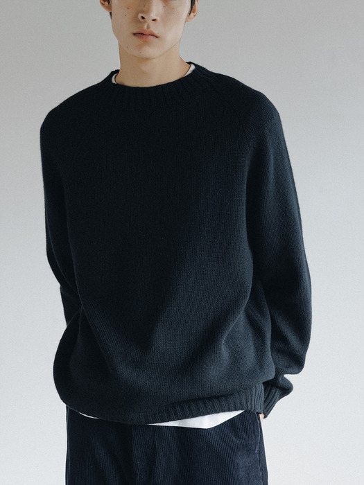 High Neck Wool Knit Sweater (Black)