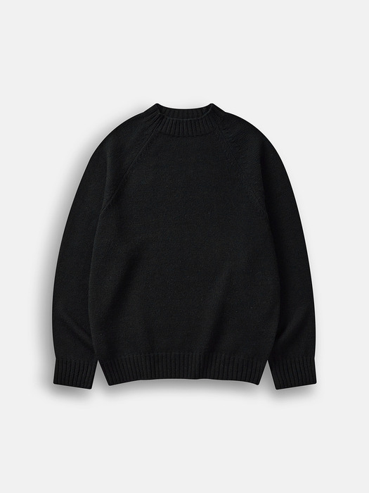 High Neck Wool Knit Sweater (Black)