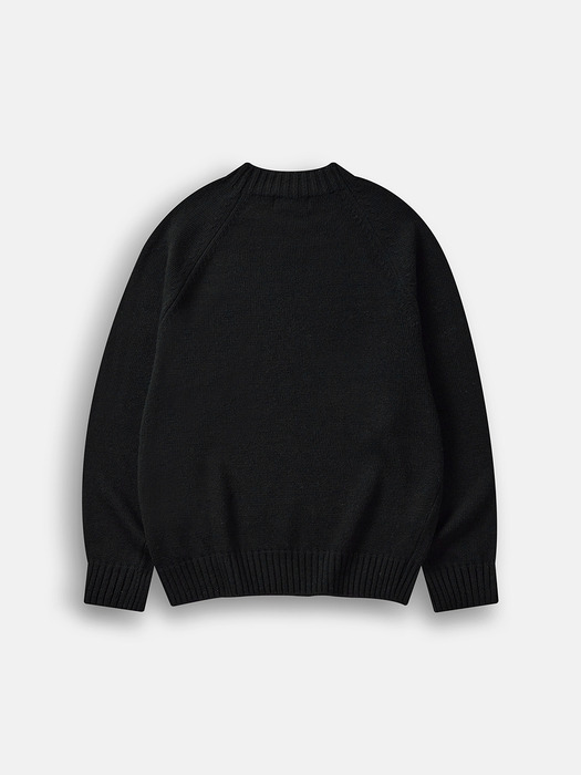 High Neck Wool Knit Sweater (Black)