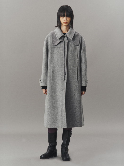 KNIT COLLAR BALMACAAN COAT_MISTY GREY