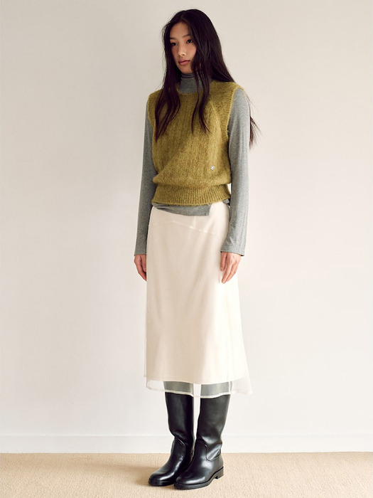 Round Knit Vest  Olive (KE4X5UM01J)