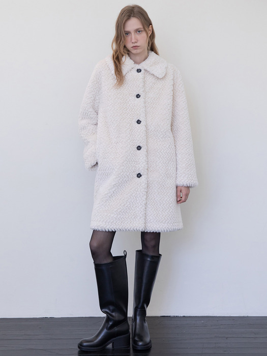 Eco fur jacket _ Ivory