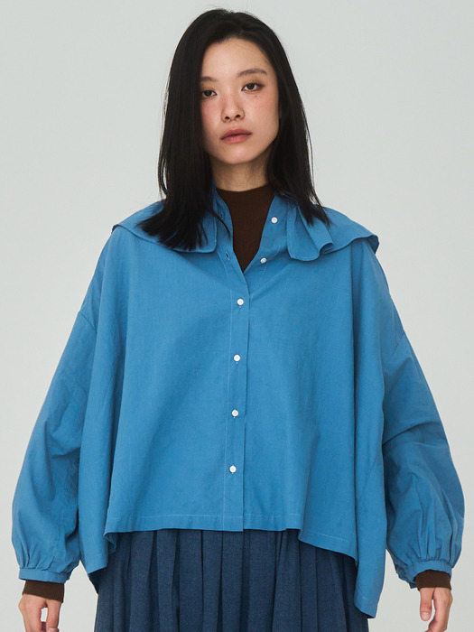 Big Frill Collar Blue Blouse