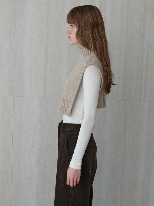 soft wool cape vest (melange beige)