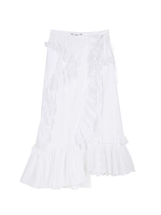 BROIDERY RUFFLE SKIRT_WHITE