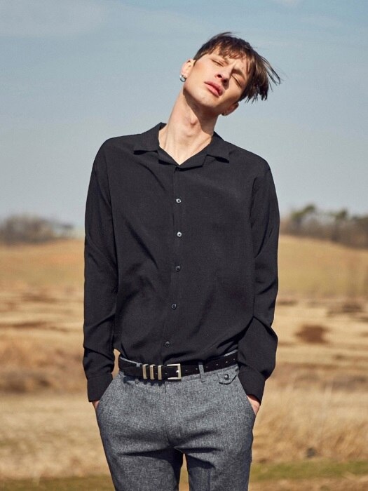 LIGHT OPEN COLLAR SHIRTS_BLACK