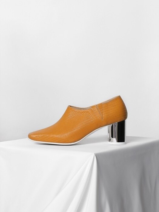 MESH LEATHER PUMPS - MUSTARD