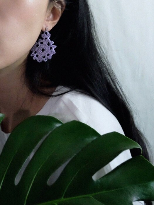 double lace silver post earring