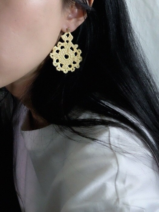 double lace silver post earring