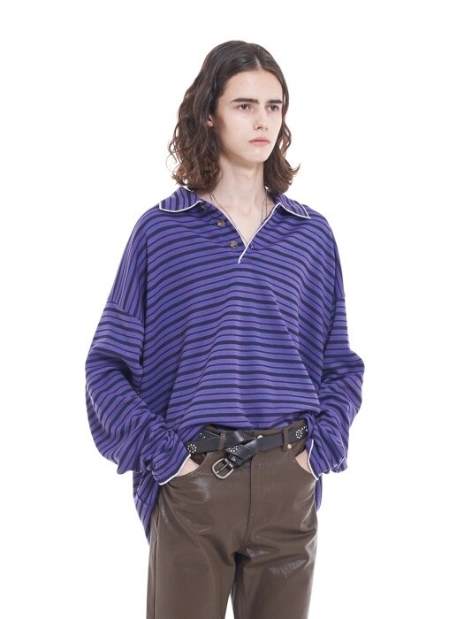 STRIPED RUGBY SHIRT _ PURPLE