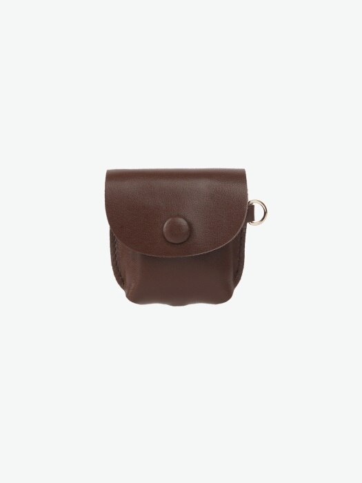 [리퍼브]Button Shoulder AirPods Leather Case Chocolate Brown