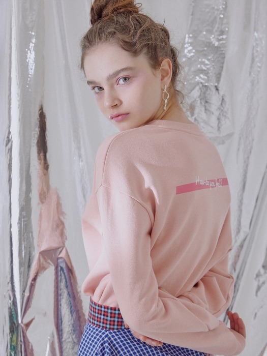 Lettering Loose Fit Sweatshirt (Pink)