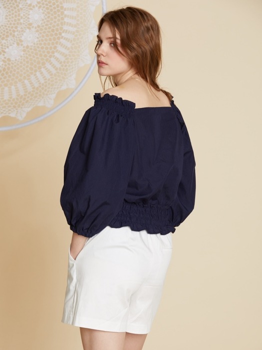 AHIN LINEN PUFF BLOUSE [SL-BL-573]